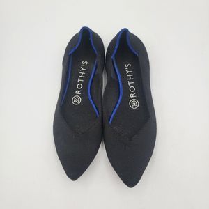 Rothy’s The Point Black Solid Knit Textile Pointy Toe Ballet Flats Size 7